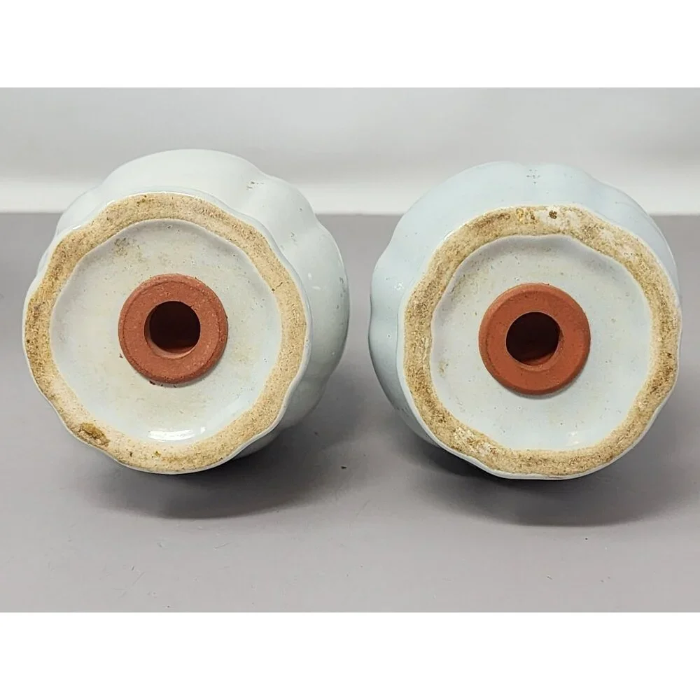 Vintage Ceramic Salt & Pepper Shakers White & Blue‎ Floral Design